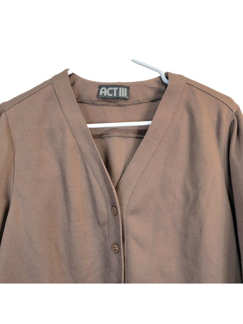 Vintage 70s Suit Women Large 14 Brown Jacket High Rise Straight Pants Retro Work - Picture 15 of 16